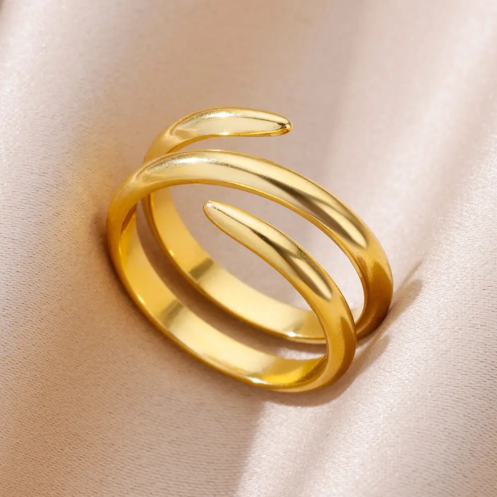Gold Adjustable Statement Ring for Women – 316L Stainless Steel