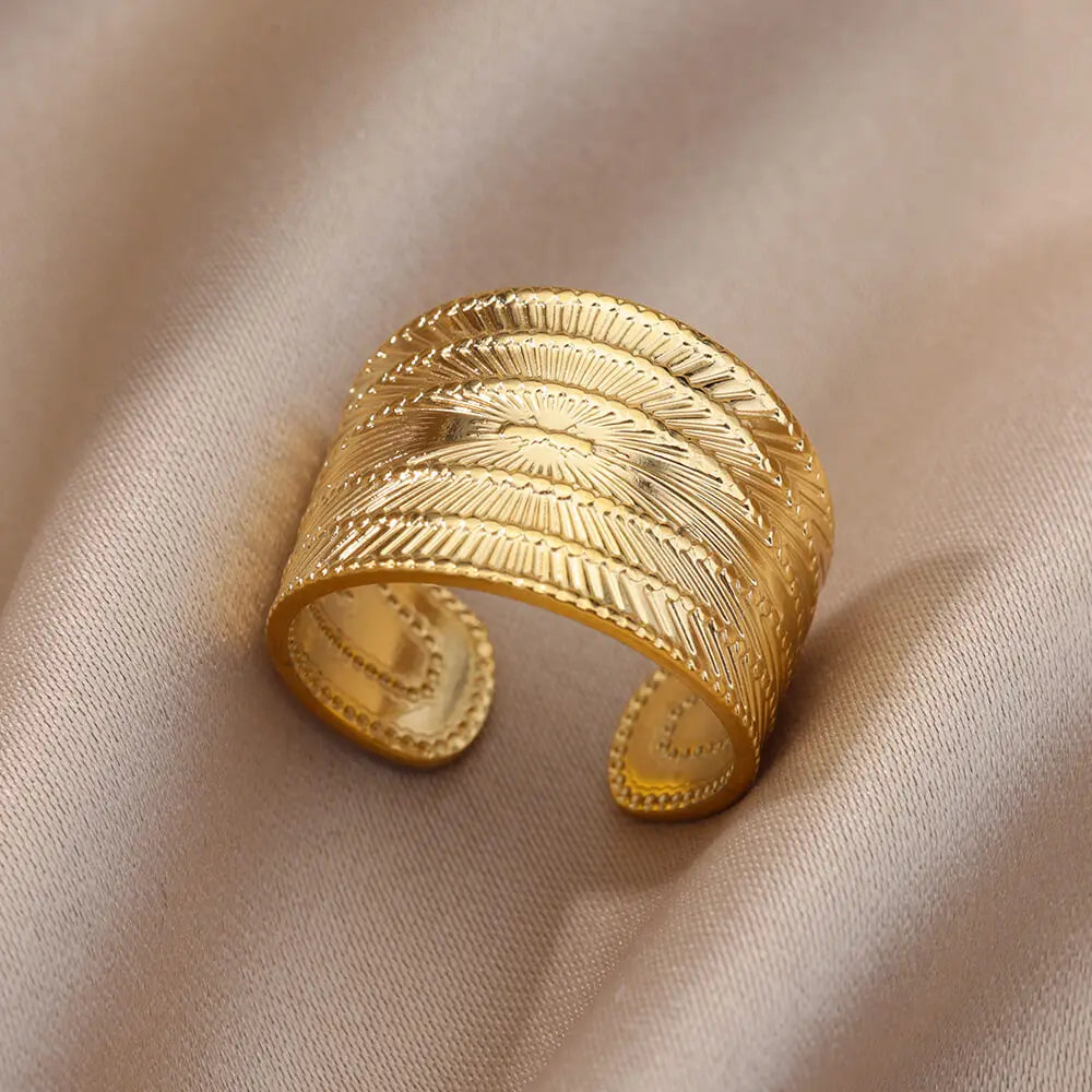 Gold Adjustable Statement Ring for Women – 316L Stainless Steel